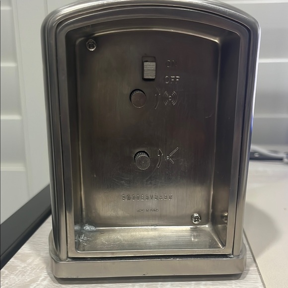 Pottery Barn Silver Brushed Nickel Desk Table Retro Art Deco Clock - Picture 4 of 9